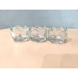 Lot Of 3 Crystal Glass Clear Indiana Candle Votive Tealight Tea Light Holder 2.5